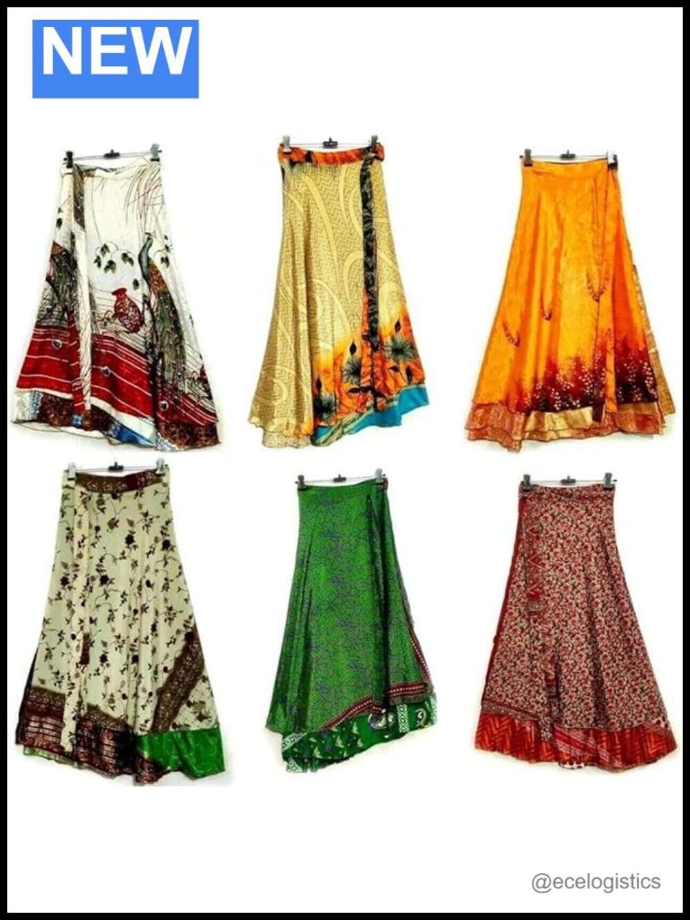 Set of 5 Vintage Sari Silk Wrap Skirt Boho Mini Maxi Women's